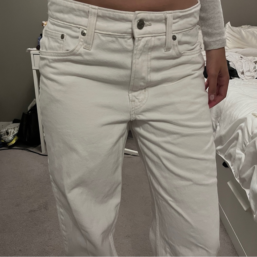 Mid Rise White Jeans